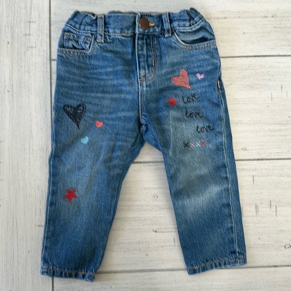Girls baby gap jeans with love embroidery